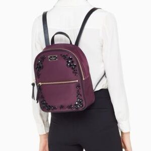 Kate Spade Wilson Road Embellished Small Bradley
Backpack Deep Plum Black Stone